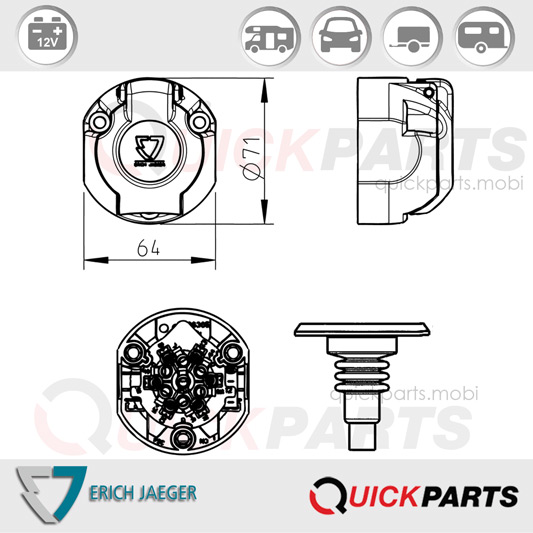 Toma de corriente - ISO 1724 tipo N - Erich Jaeger 101366 - Imagen 2