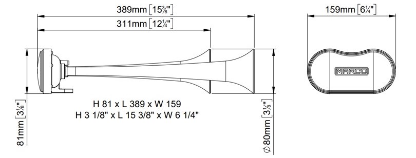 Avertisseur klaxon, électrique à air à deux cornets, son alterné | 24V | Marco 112 340 13, K2 – Image 5