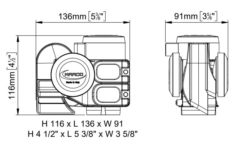 Bocina electropneumática de dos tonos afinados | 24V | Marco 112 030 13 - Imagen 9