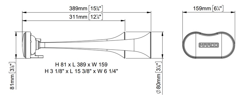 Avertisseur électrique à air 2 cornets | Son alterné.| 12V | Marco 112 340 12 – Image 6