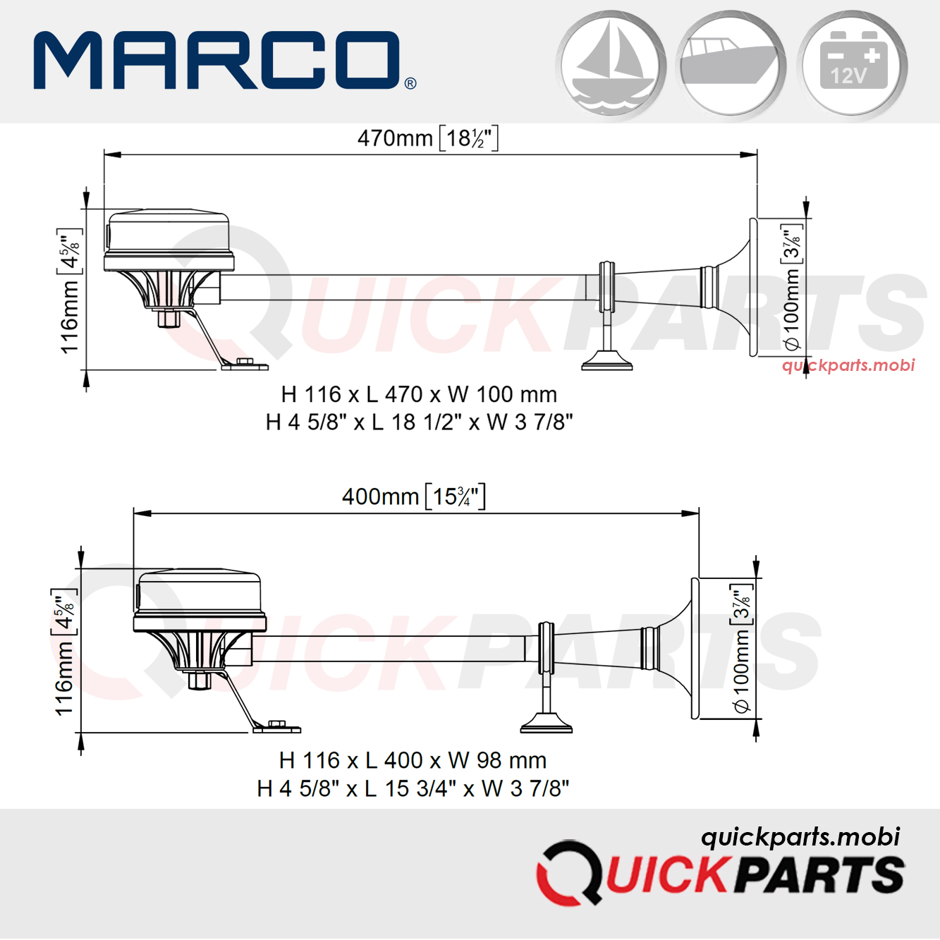 Doppelhupe aus Edelstahl | Marco 132 060 12 – Bild 2