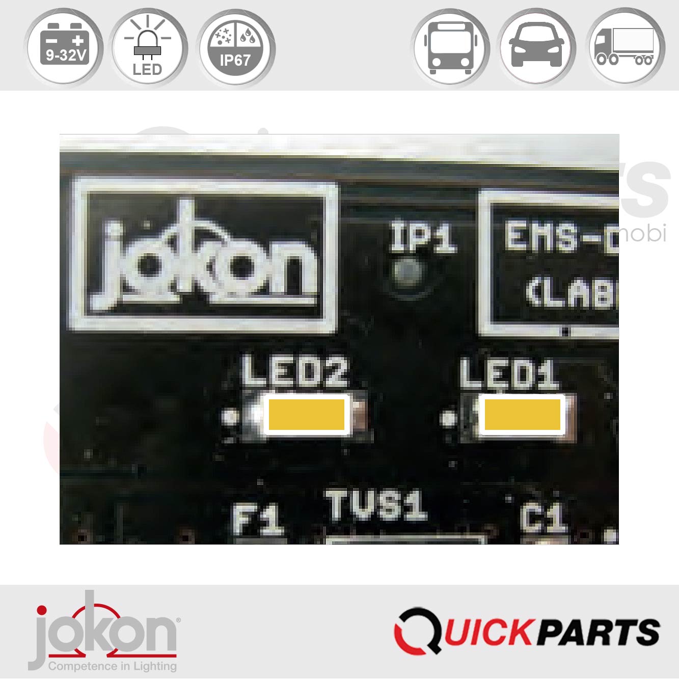 Led-Kentekenplaatverlichting | 9-32V | Jokon 13.4016.000, E13-12343 - Afbeelding 5