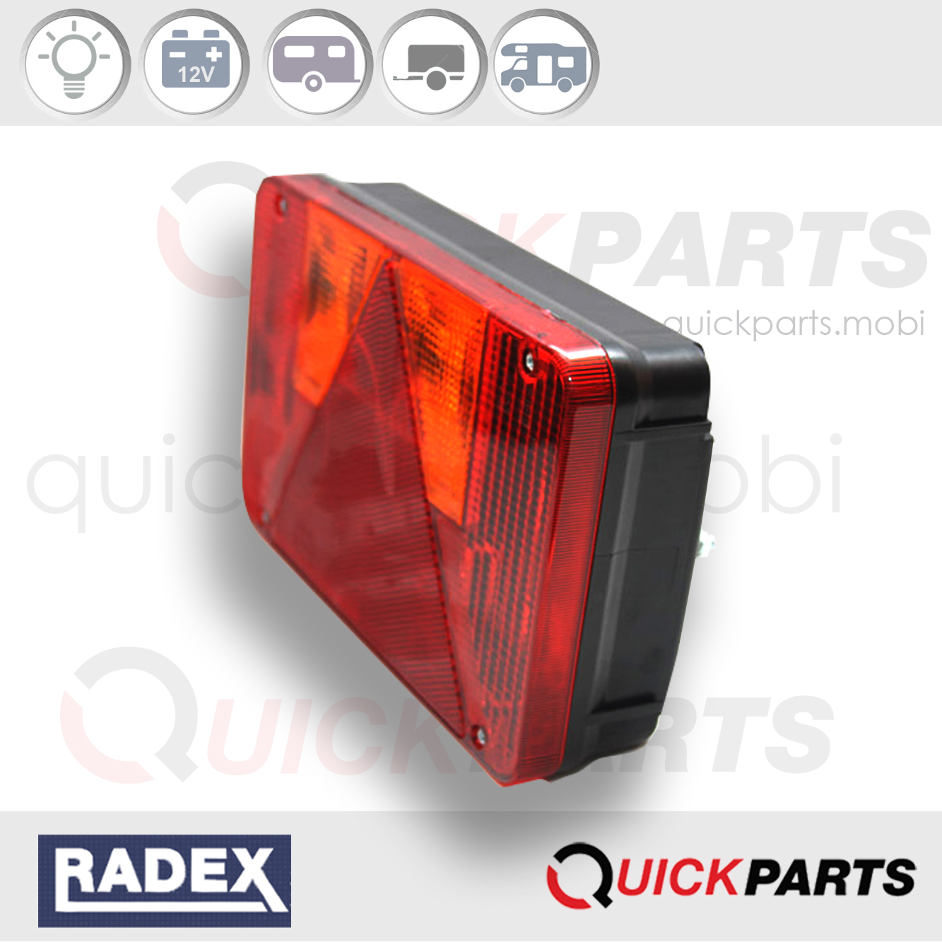 remorque|Feu Multifonction Rectangulaire Radex pour caravane