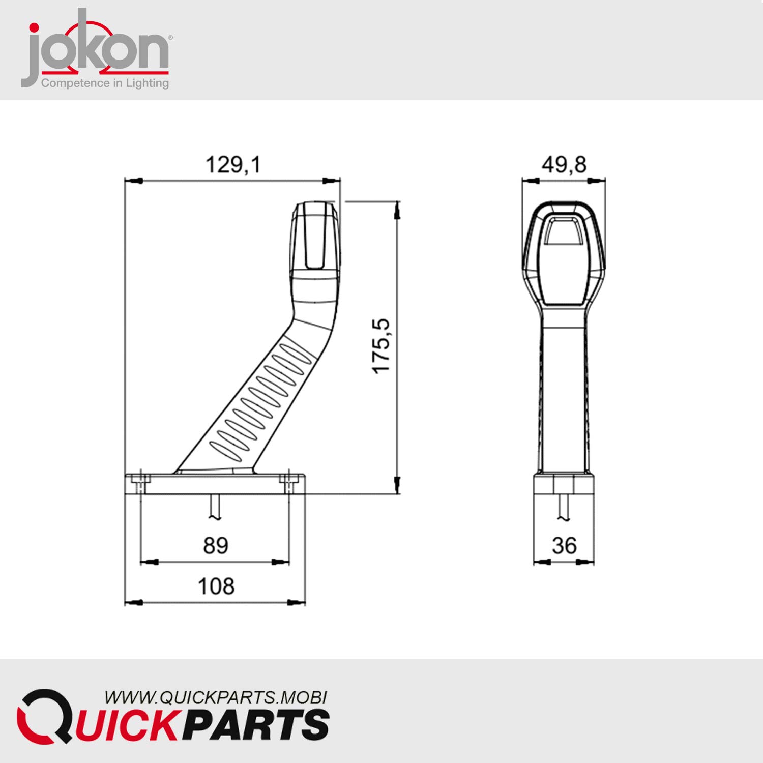 JOKON 12.0020.600 | SPL 2025 RH LED End-Outline Marker Light | 9-32V - Image 2